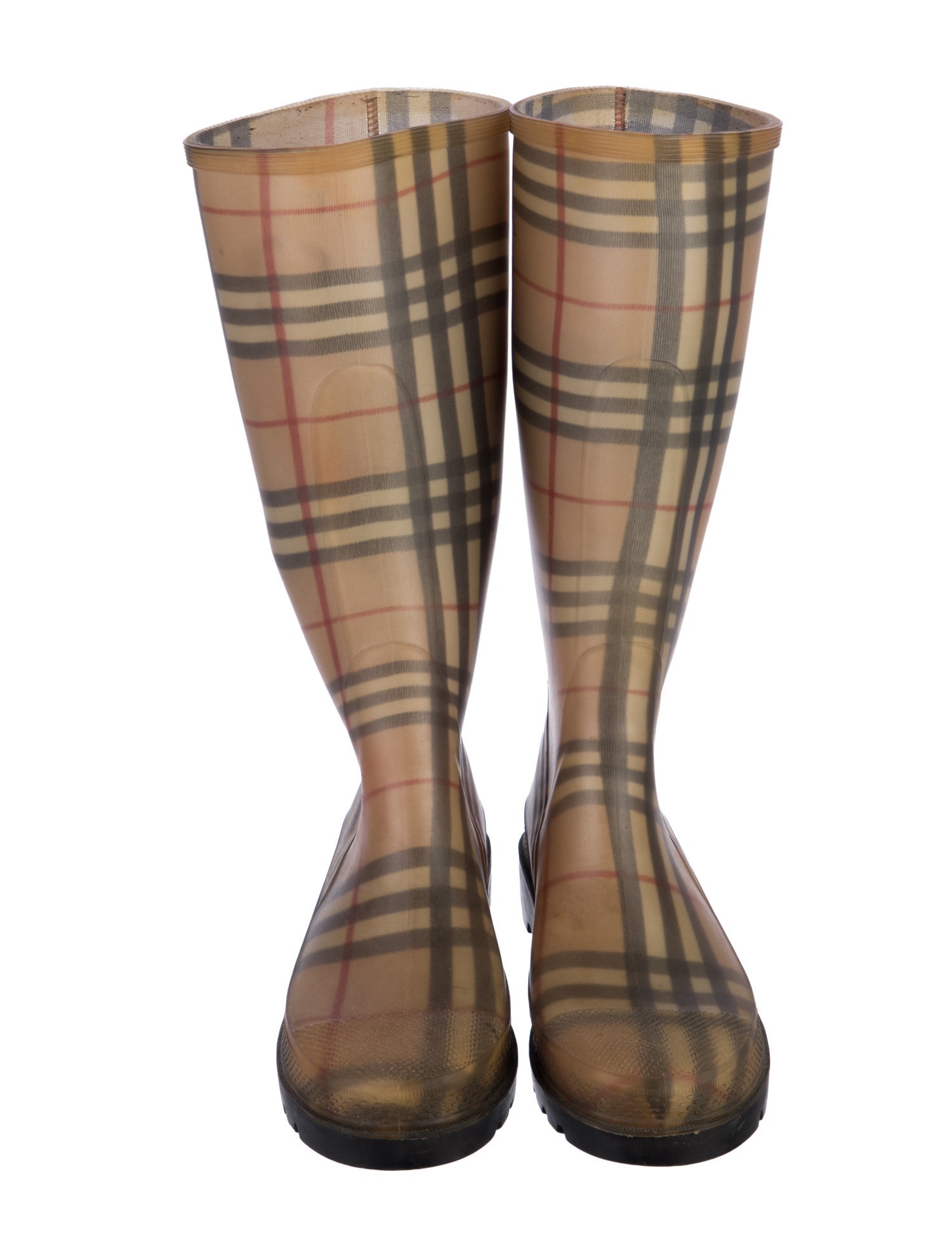 Burberry Rubber Plaid Print Rain Boots